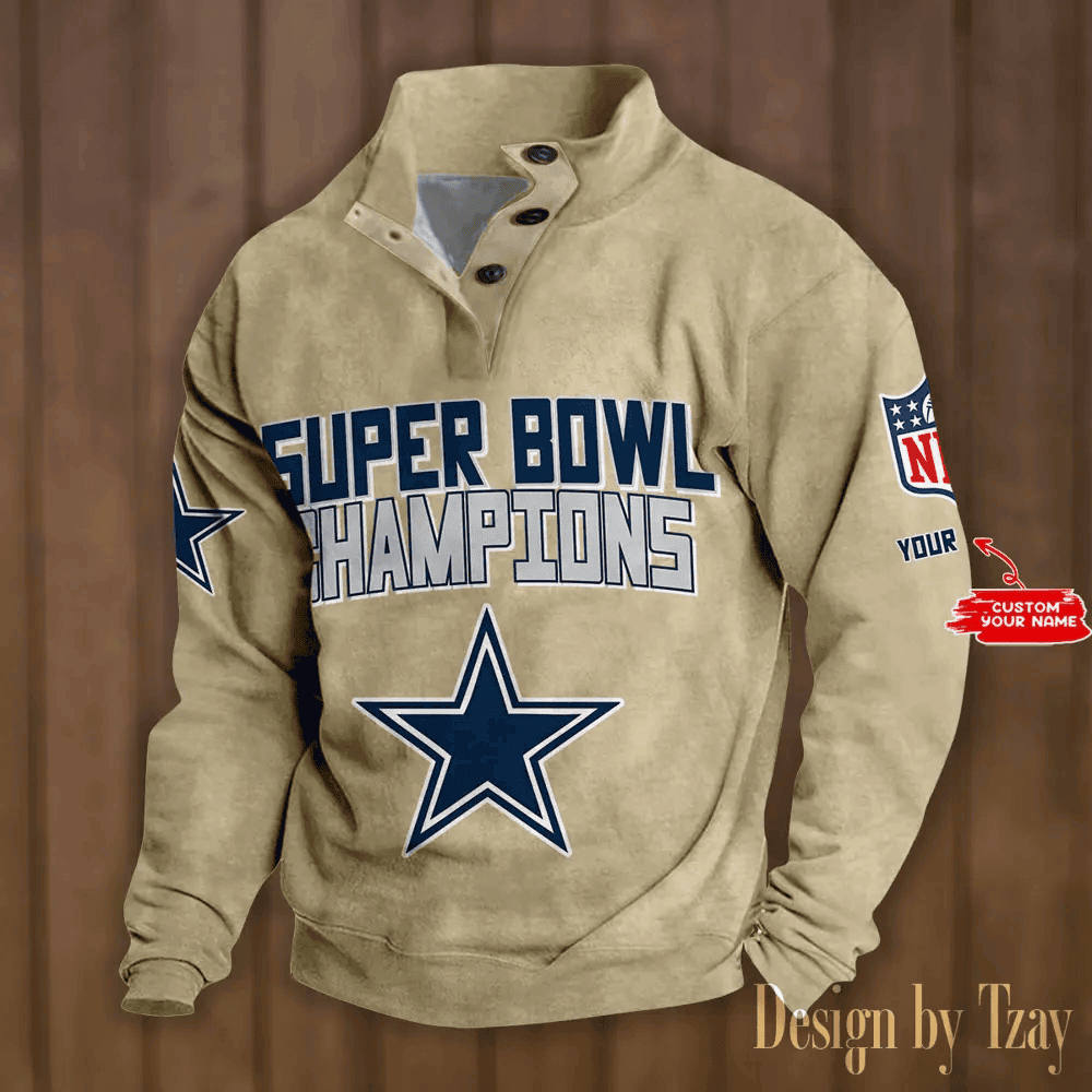 SPTS9DBSCH293-Dallas Cowboys Premium Stand-Collar Game-Day Pullover - Engineered Warmth & Personalized Names DV8