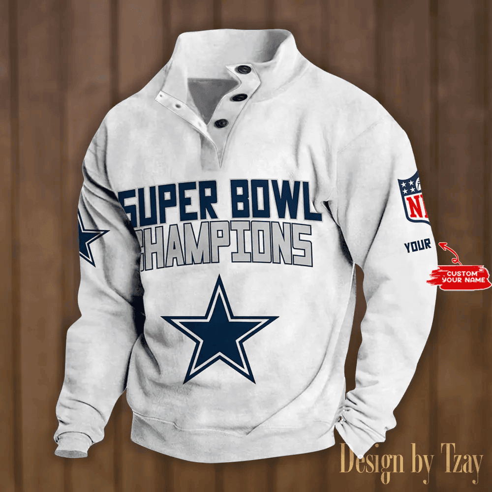 SPTS9DBSCH293-Dallas Cowboys Premium Stand-Collar Game-Day Pullover - Engineered Warmth & Personalized Names DV8