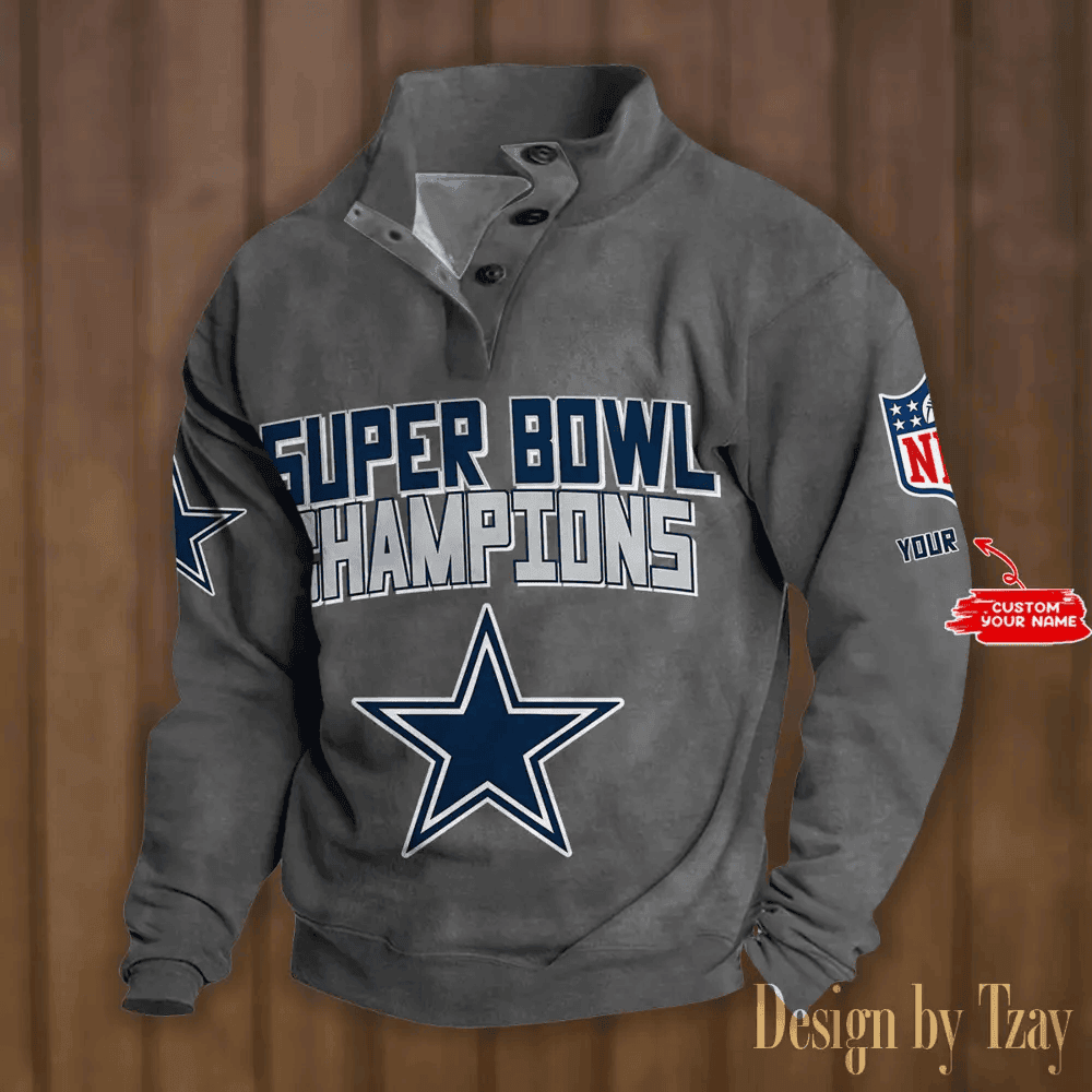SPTS9DBSCH293-Dallas Cowboys Premium Stand-Collar Game-Day Pullover - Engineered Warmth & Personalized Names DV8