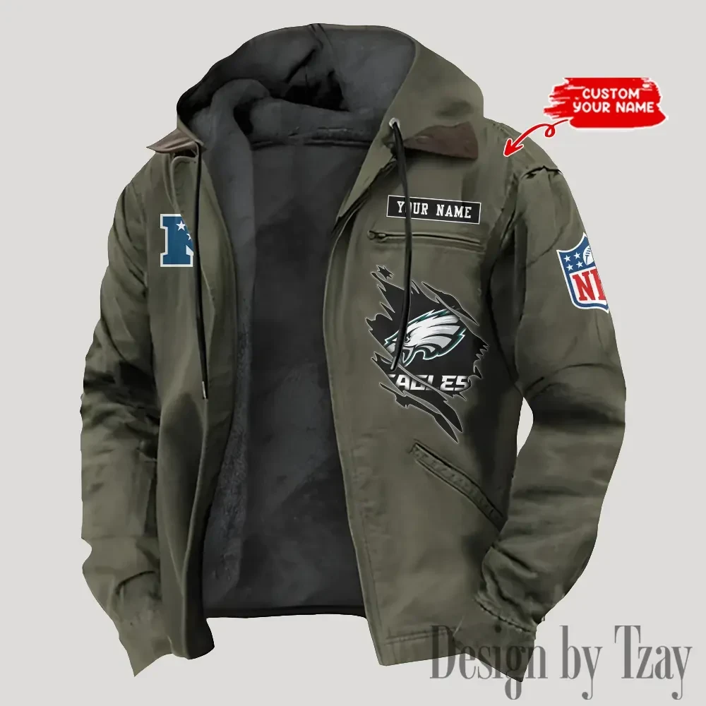 Philadelphia Eagles Men's Casual Padded Jacket Hooded Trending 2026 SPTPJH155