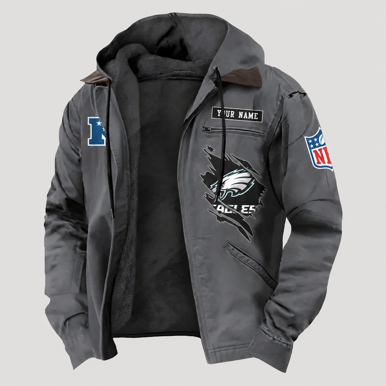 Philadelphia Eagles Men's Casual Padded Jacket Hooded Trending 2026 SPTPJH155
