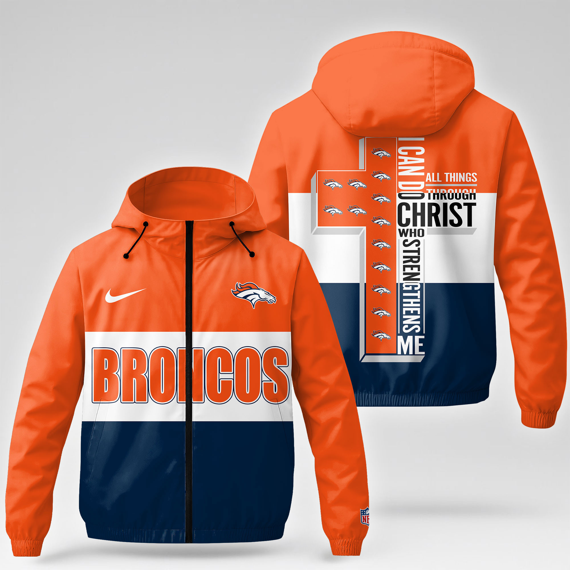Denver Broncos | Premium NFL Strength Through Christ Windbreaker Jacket NTH1