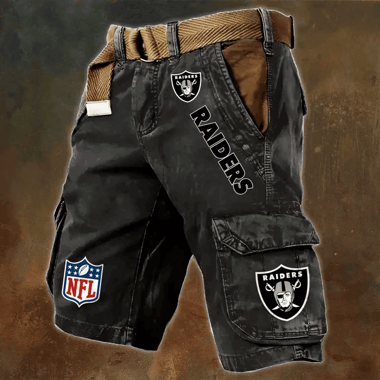 Las Vegas Raiders Pocket Print Cargo Shorts (Belt Not Included) S9MCS017