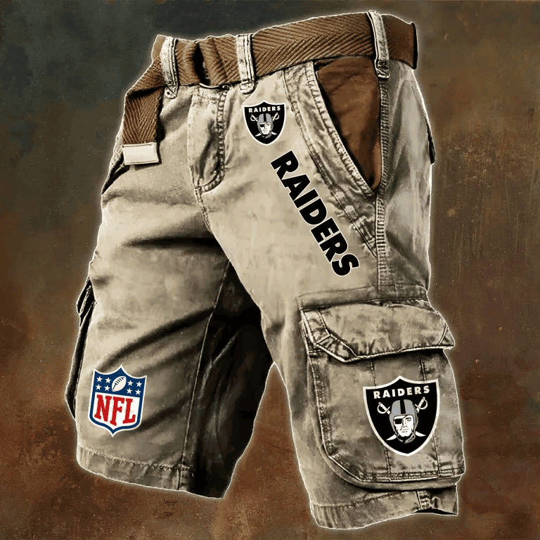 Las Vegas Raiders Pocket Print Cargo Shorts (Belt Not Included) S9MCS017