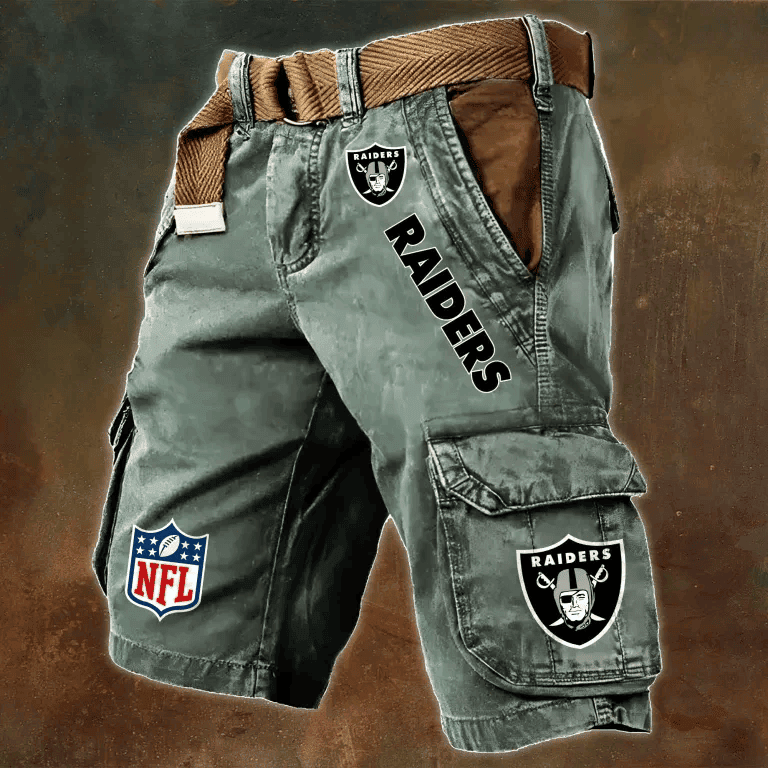 Las Vegas Raiders Pocket Print Cargo Shorts (Belt Not Included) S9MCS017
