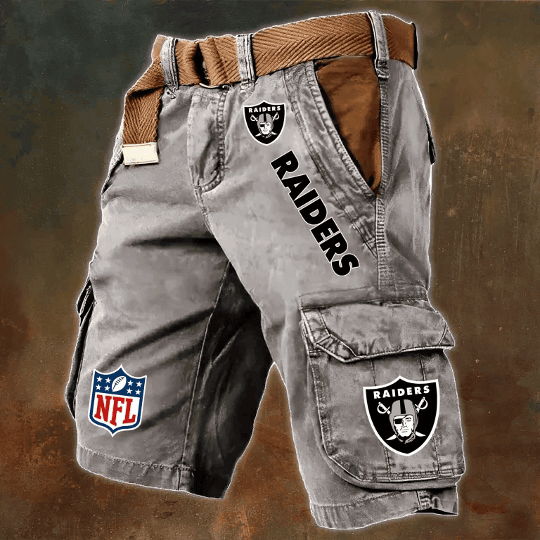 Las Vegas Raiders Pocket Print Cargo Shorts (Belt Not Included) S9MCS017