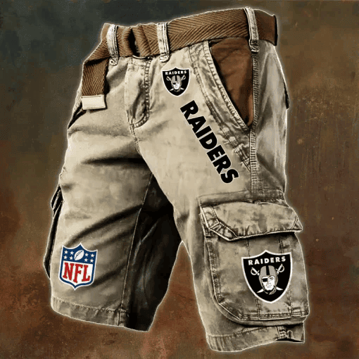 Las Vegas Raiders Pocket Print Cargo Shorts (Belt Not Included) S9MCS017