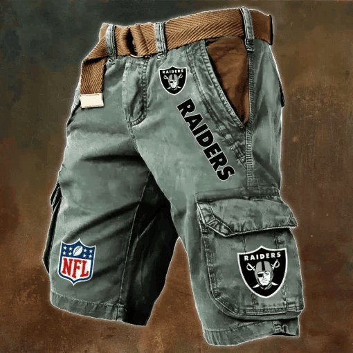 Las Vegas Raiders Pocket Print Cargo Shorts (Belt Not Included) S9MCS017