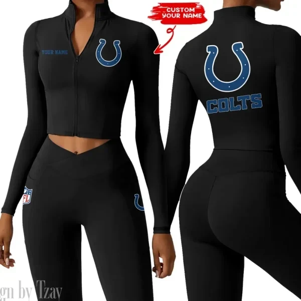 Indianapolis Colts Zipper Sports Top Women Gym Long Sleeve for Fitness SPTZSTW078