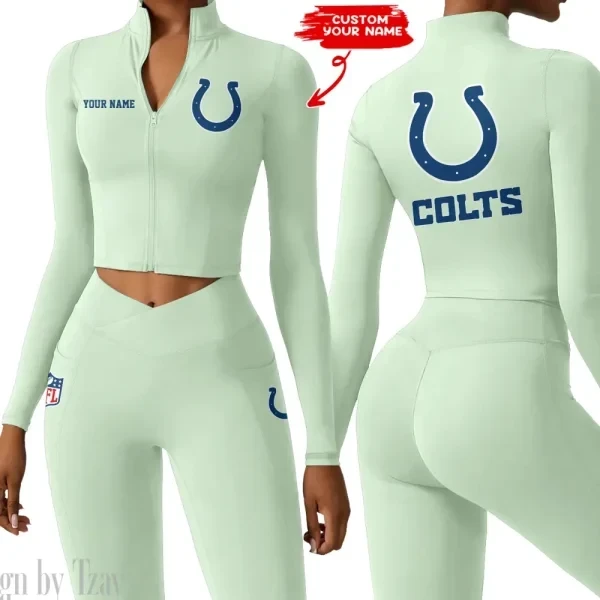 Indianapolis Colts Zipper Sports Top Women Gym Long Sleeve for Fitness SPTZSTW078
