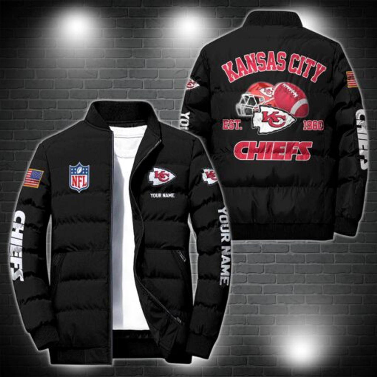 N.F.L.KANSAS-CITY-CHIEFS-TEAM-SPORT-PUFFER-JACKETS JFD88