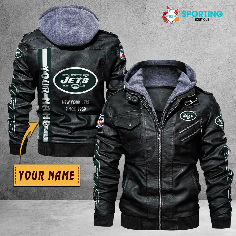 New York Jets VITC9033 – Premium & Ultra-Thick Leather Jacket with Fleece Hood