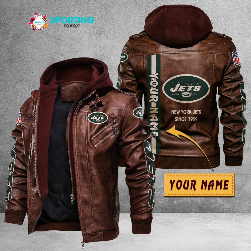 New York Jets VITC9033 – Premium & Ultra-Thick Leather Jacket with Fleece Hood