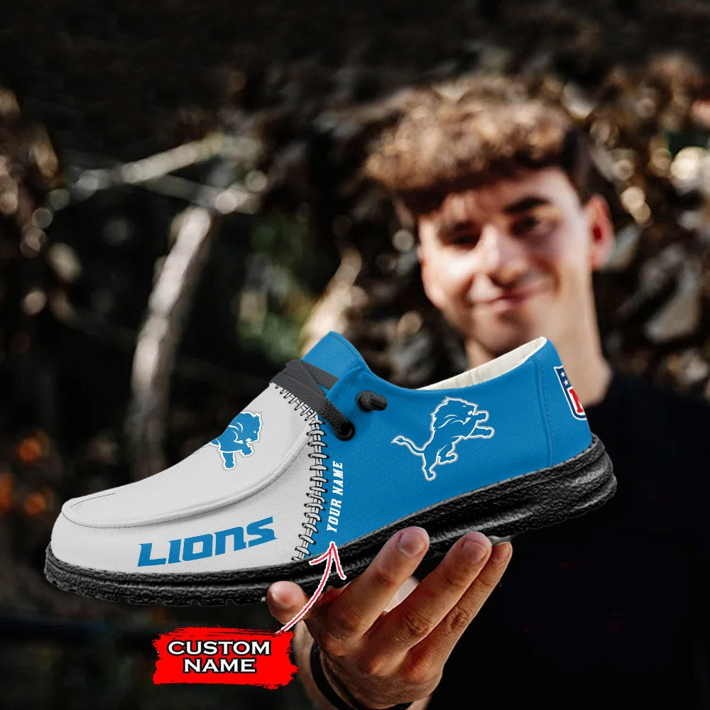Detroit Lions Moccasin Slippers - Hey Dude Shoes Style AZCHDUDE062