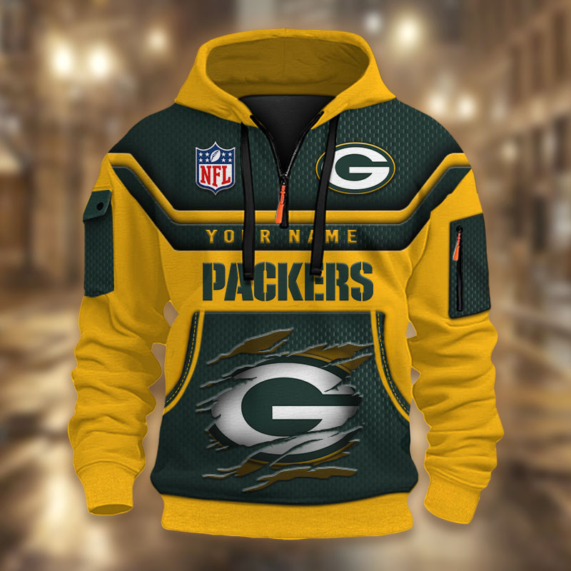 Green Bay Packers DMHT2369 3D Half-zip Hoodie