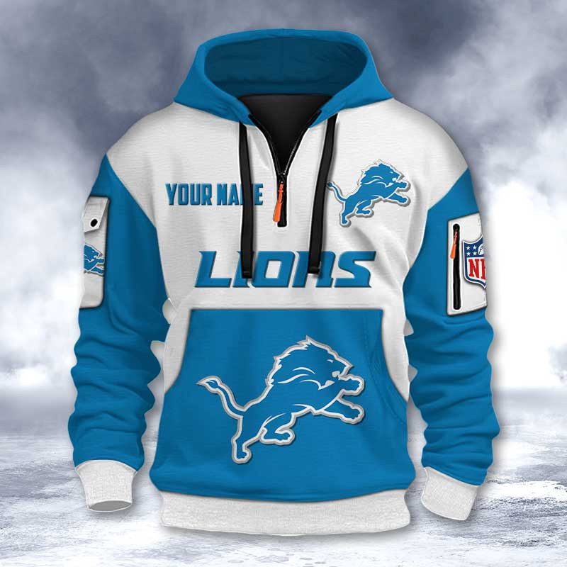 Detroit Lions DMHT2728 3D Half-zip Hoodie