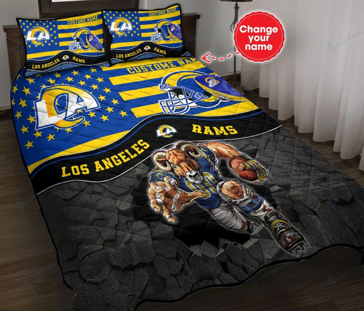 Los Angeles Rams Personalized Quilt Set BG19