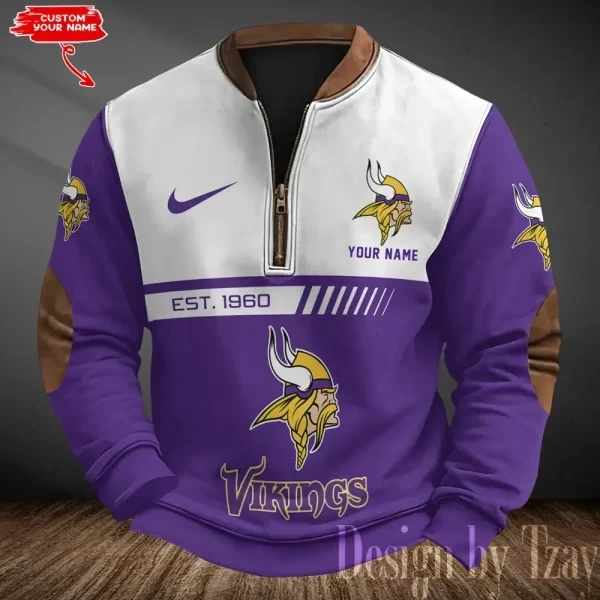 Minnesota Vikings Men's Vintage Zipper Stand Collar Sweatshirt S9MPZNS322