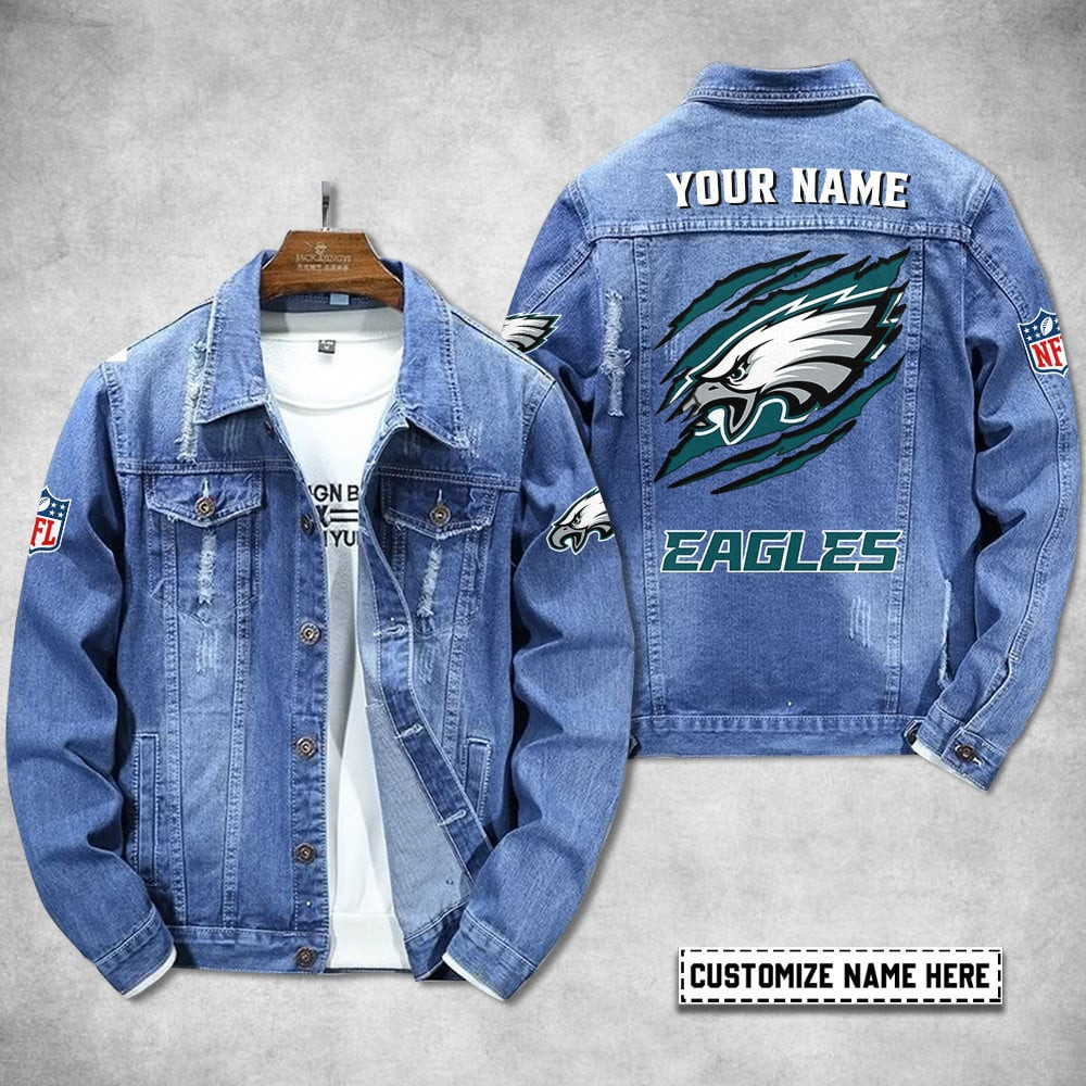 Philadelphia Eagles Personalized Premium Denim Jacket S9DJ061