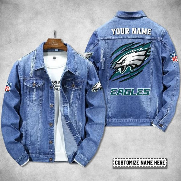 Philadelphia Eagles Personalized Premium Denim Jacket S9DJ061