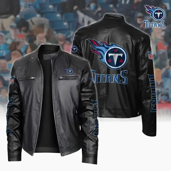 Ultra-Premium Leather Jacket Dual Zip Chest— Tennessee Titans SPTSLJ010
