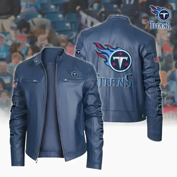 Ultra-Premium Leather Jacket Dual Zip Chest— Tennessee Titans SPTSLJ010