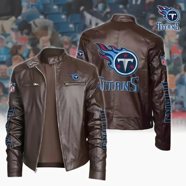 Ultra-Premium Leather Jacket Dual Zip Chest— Tennessee Titans SPTSLJ010