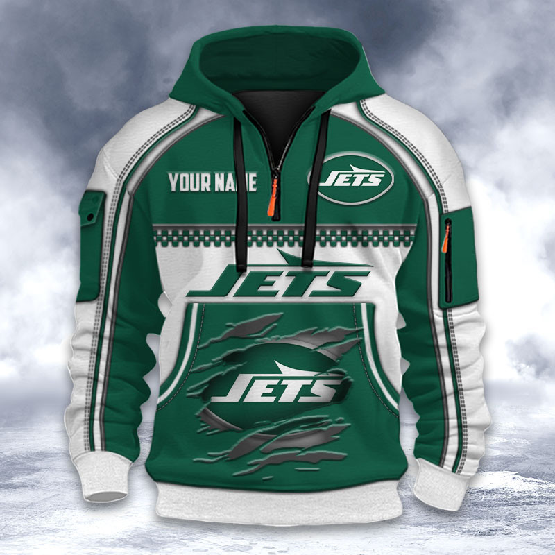 New York Jets DMHT2611 3D Half-zip Hoodie