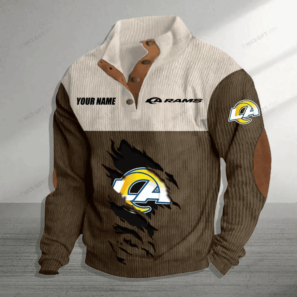 NFL Los Angeles Rams Color Block Stand Collar Sweatshirt CBSCS-K4B1S8