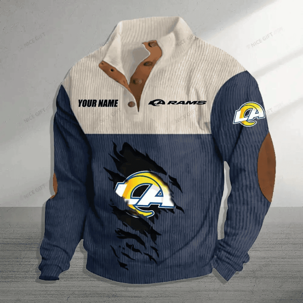 NFL Los Angeles Rams Color Block Stand Collar Sweatshirt CBSCS-K4B1S8