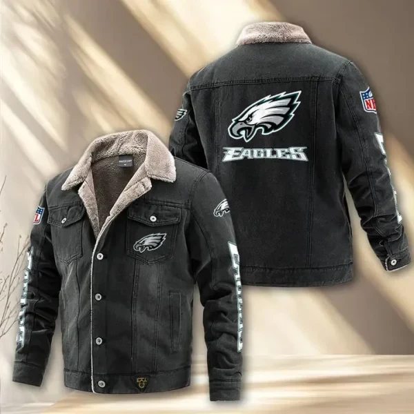 Philadelphia Eagles Fleece Lined Denim Jacket PURDJ025