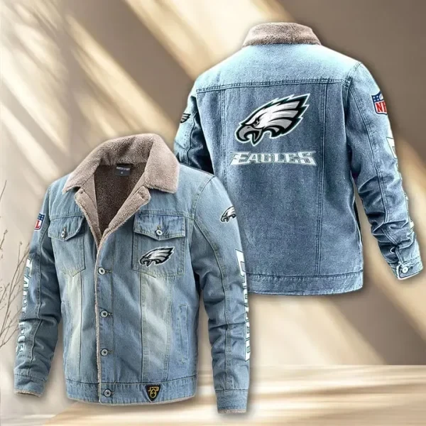 Philadelphia Eagles Fleece Lined Denim Jacket PURDJ025