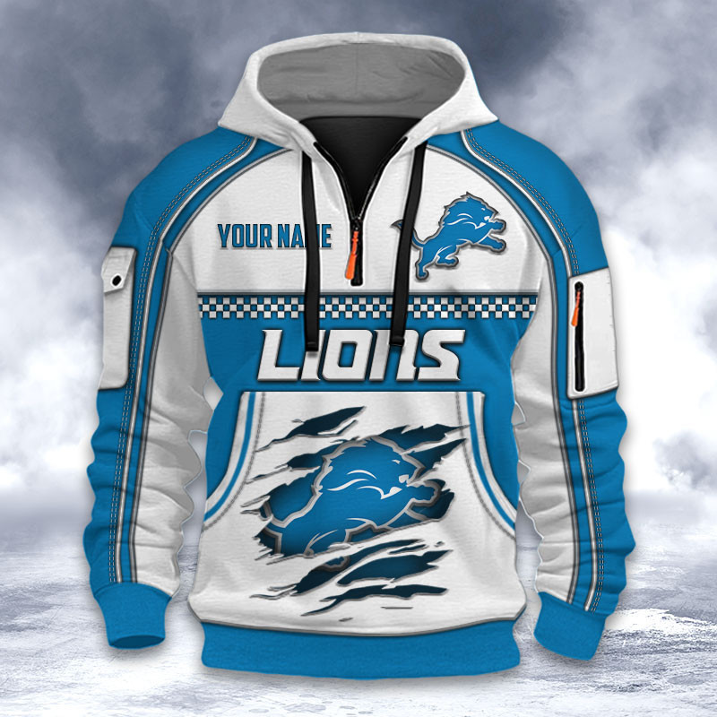 Detroit Lions DMHT2597 3D Half-zip Hoodie