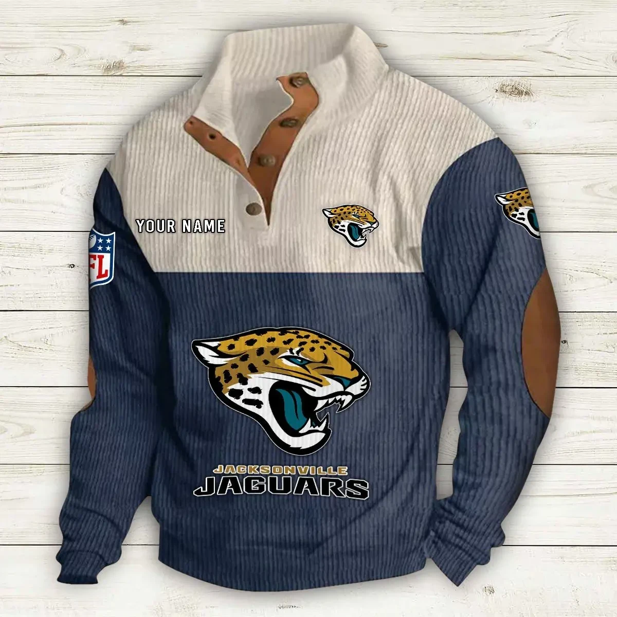 Jacksonville Jaguars S9DBSCH650 Premium Stand-Collar Game-Day Pullover - Engineered Warmth & Personalized Name