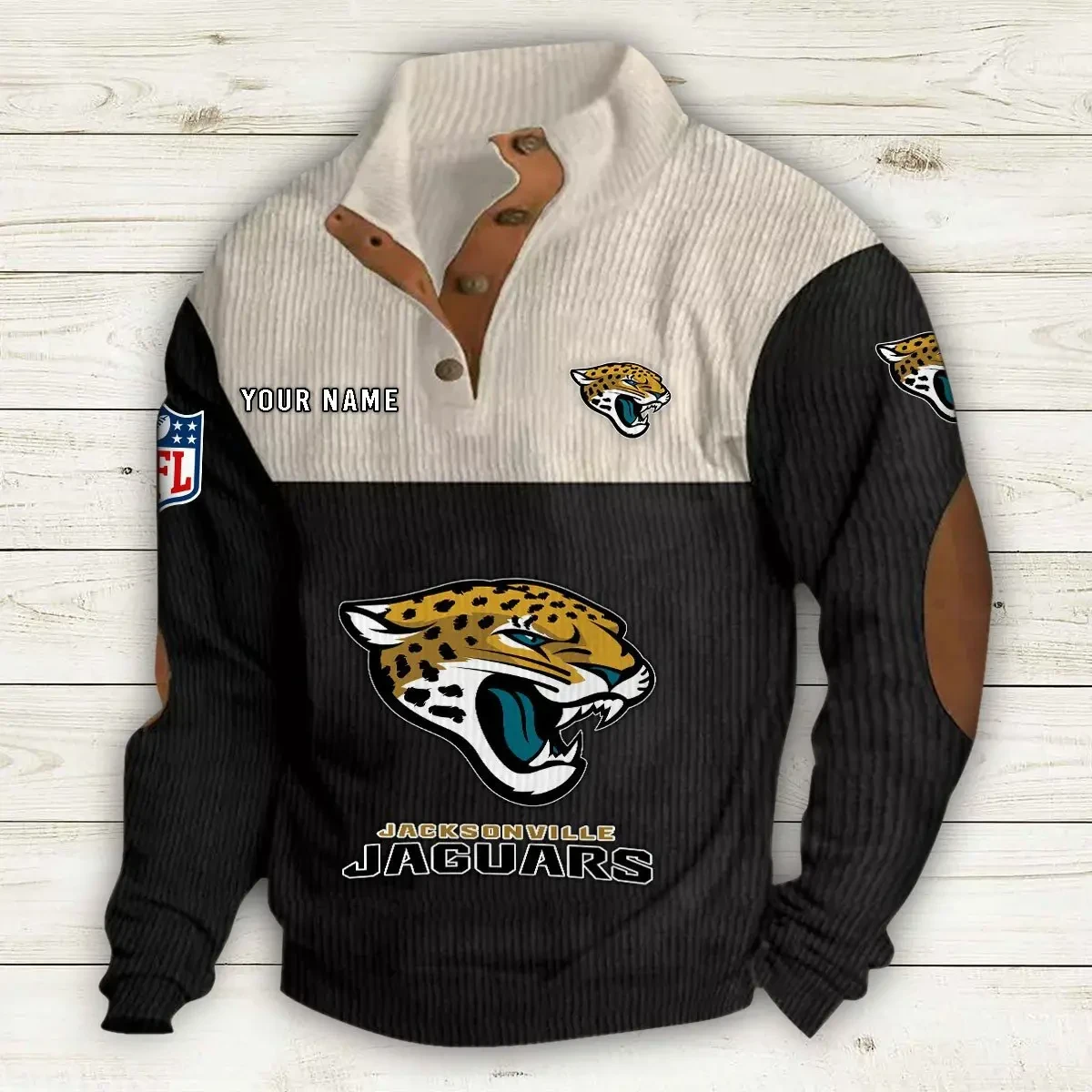 Jacksonville Jaguars S9DBSCH650 Premium Stand-Collar Game-Day Pullover - Engineered Warmth & Personalized Name