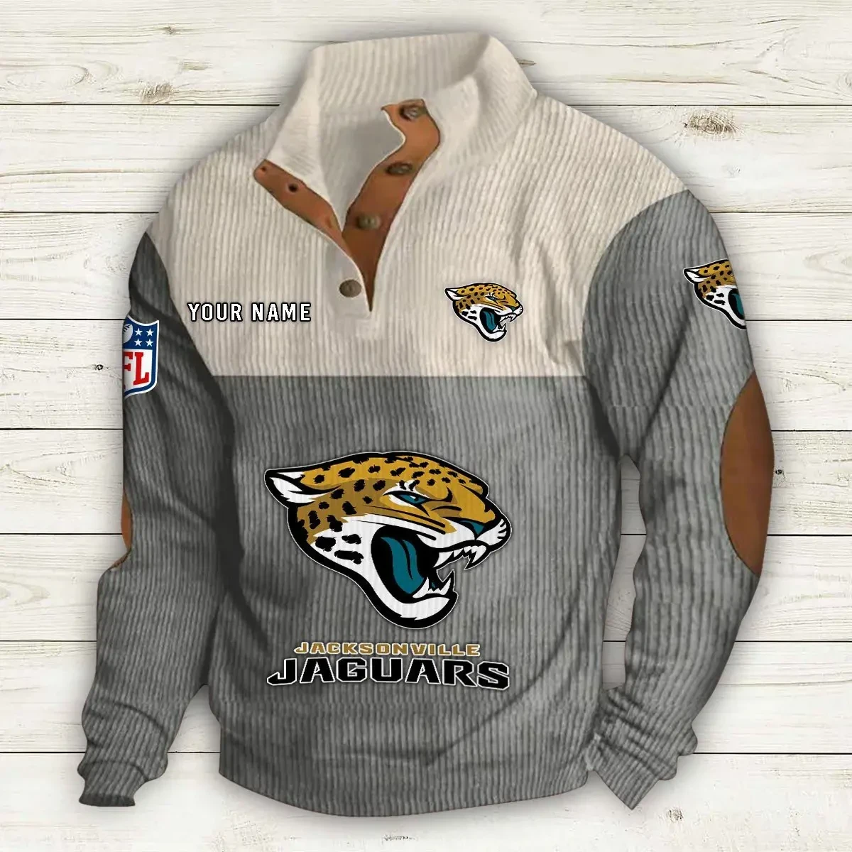 Jacksonville Jaguars S9DBSCH650 Premium Stand-Collar Game-Day Pullover - Engineered Warmth & Personalized Name