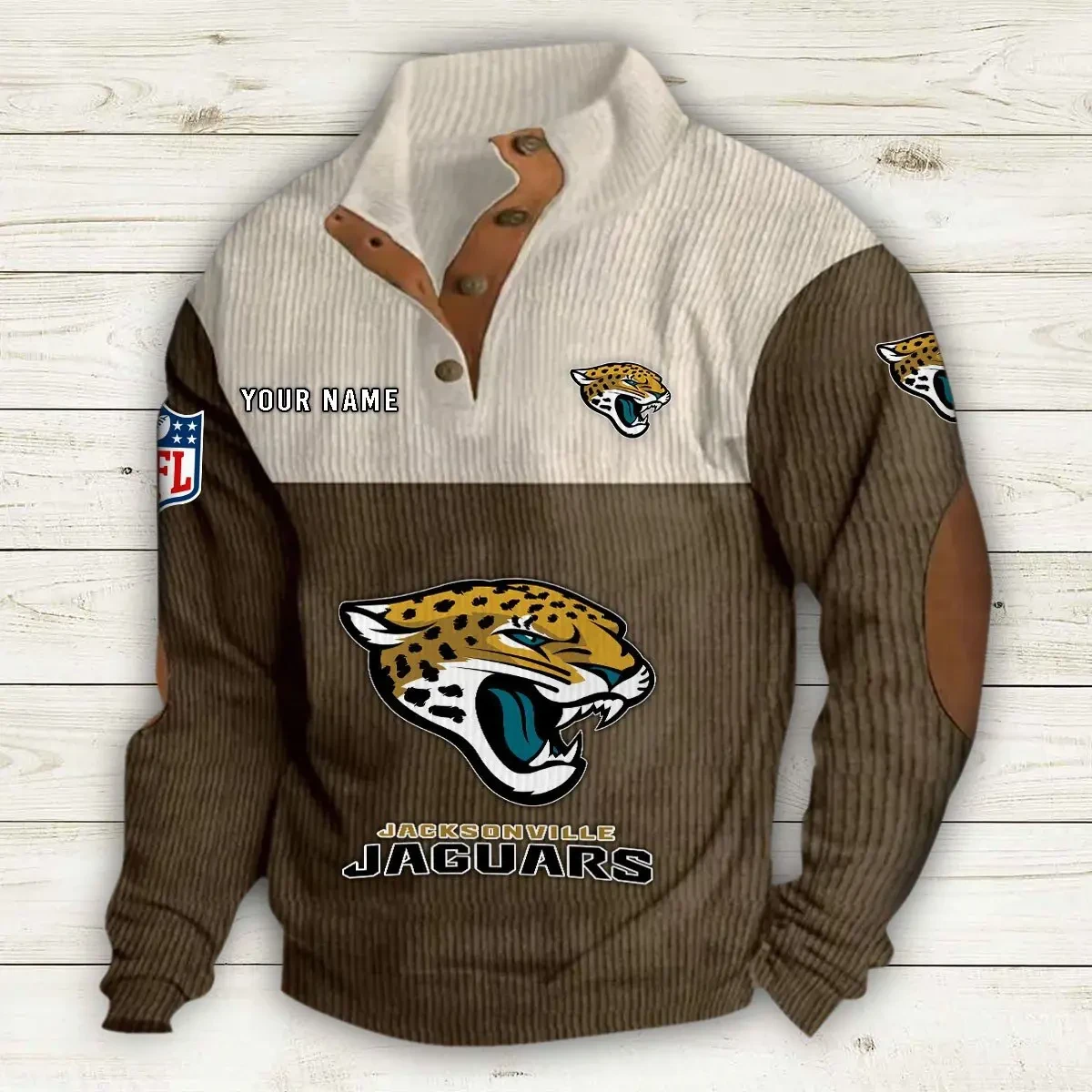 Jacksonville Jaguars S9DBSCH650 Premium Stand-Collar Game-Day Pullover - Engineered Warmth & Personalized Name