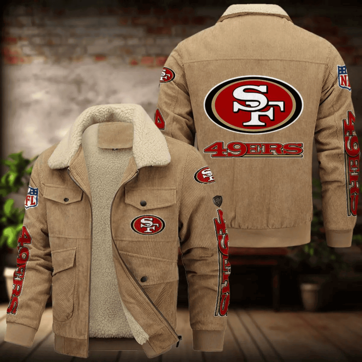San Francisco 49ers Men's Thickened Corduroy Jacket ANANZTCJ028