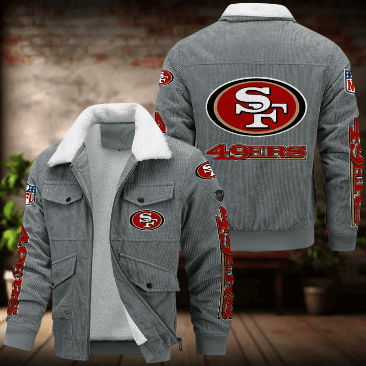 San Francisco 49ers Men's Thickened Corduroy Jacket ANANZTCJ028
