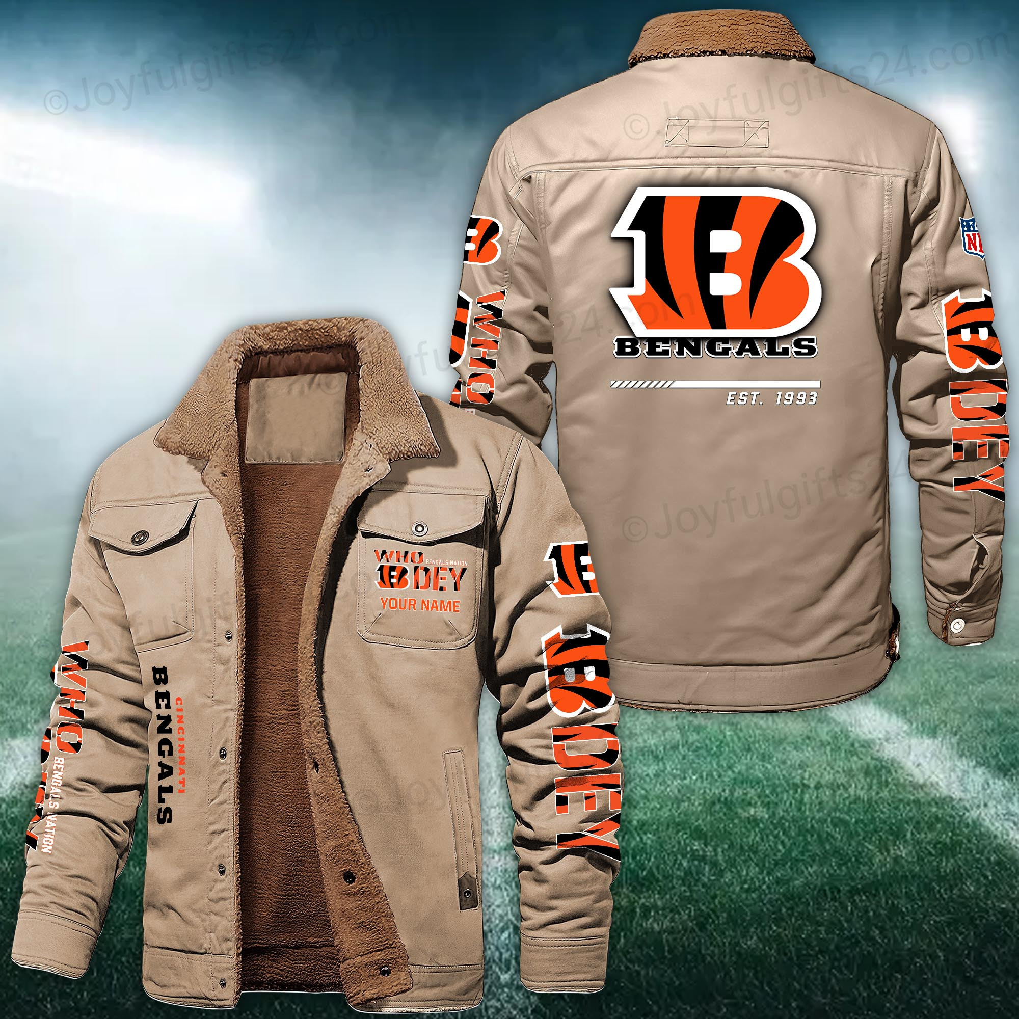 Cincinnati Bengals FLEECE BOMBER JACKET Custom name 10043895N