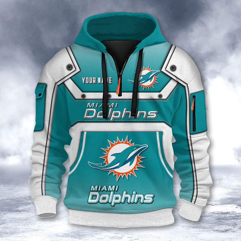 Miami Dolphins DMHT2565 3D Half-zip Hoodie
