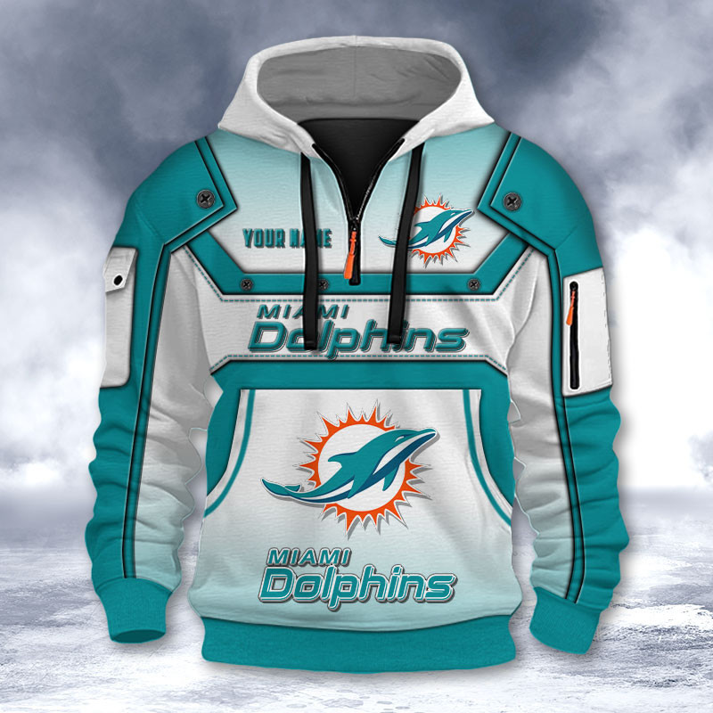 Miami Dolphins DMHT2565 3D Half-zip Hoodie