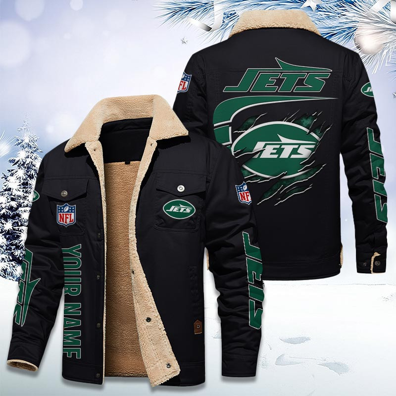 New York Jets Personalized Sherpa Fleece Trucker Jacket DMHL1042