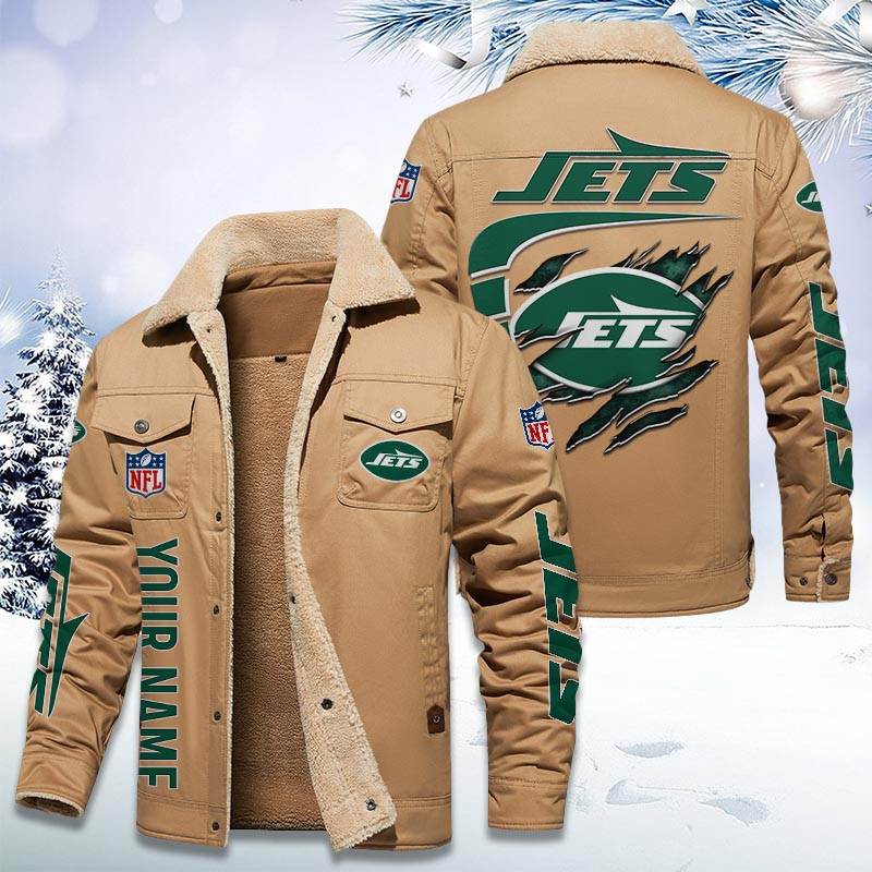 New York Jets Personalized Sherpa Fleece Trucker Jacket DMHL1042