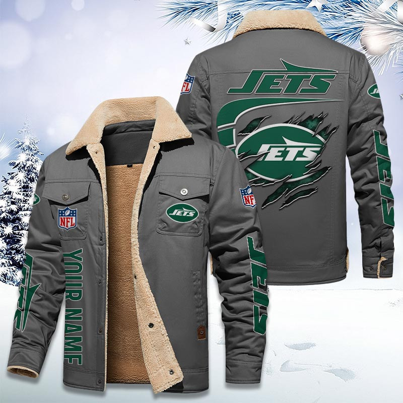 New York Jets Personalized Sherpa Fleece Trucker Jacket DMHL1042