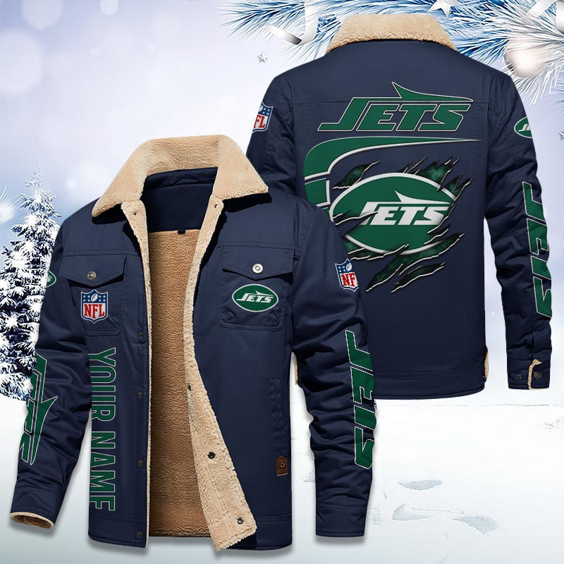 New York Jets Personalized Sherpa Fleece Trucker Jacket DMHL1042