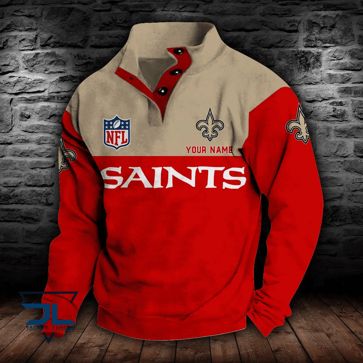 New Orleans Saints Premium Stand-Collar Game-Day Pullover - Engineered Warmth & Personalized Name S9DBSCH023