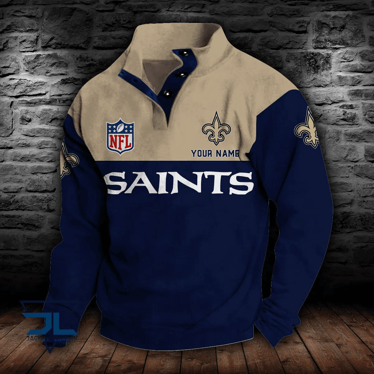 New Orleans Saints Premium Stand-Collar Game-Day Pullover - Engineered Warmth & Personalized Name S9DBSCH023
