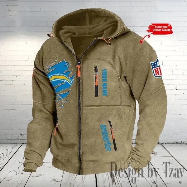Los Angeles Chargers Hooded Cardigan Zip Hoodie ANZ2DZH238