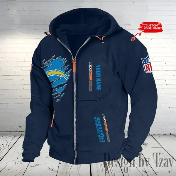 Los Angeles Chargers Hooded Cardigan Zip Hoodie ANZ2DZH238